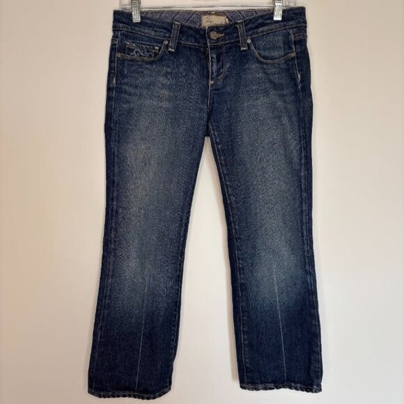 PAIGE Laurel Canyon Cropped Waist Size 28 Stretch Denim 5 Pocket Capri EUC - Picture 2 of 10